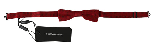  - Elegant Red Dotted Silk Bow Tie