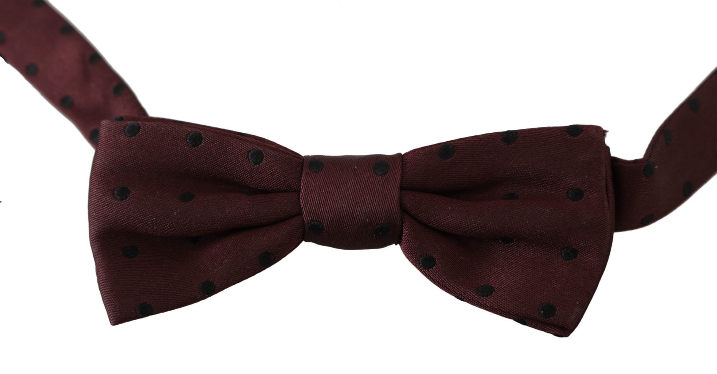  - Elegant Silk Purple Dotted Bow Tie