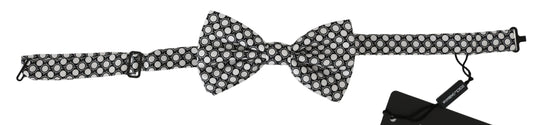  - Elegant Black White Circle Silk Bow Tie