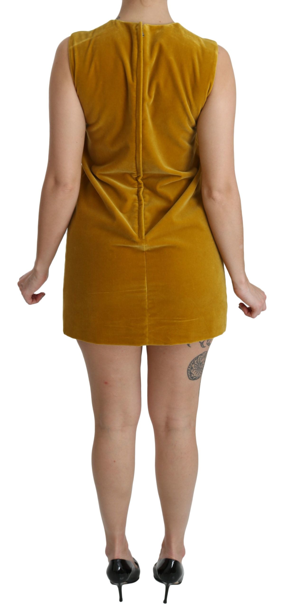  - Mustard Velvet Shift Mini Dress