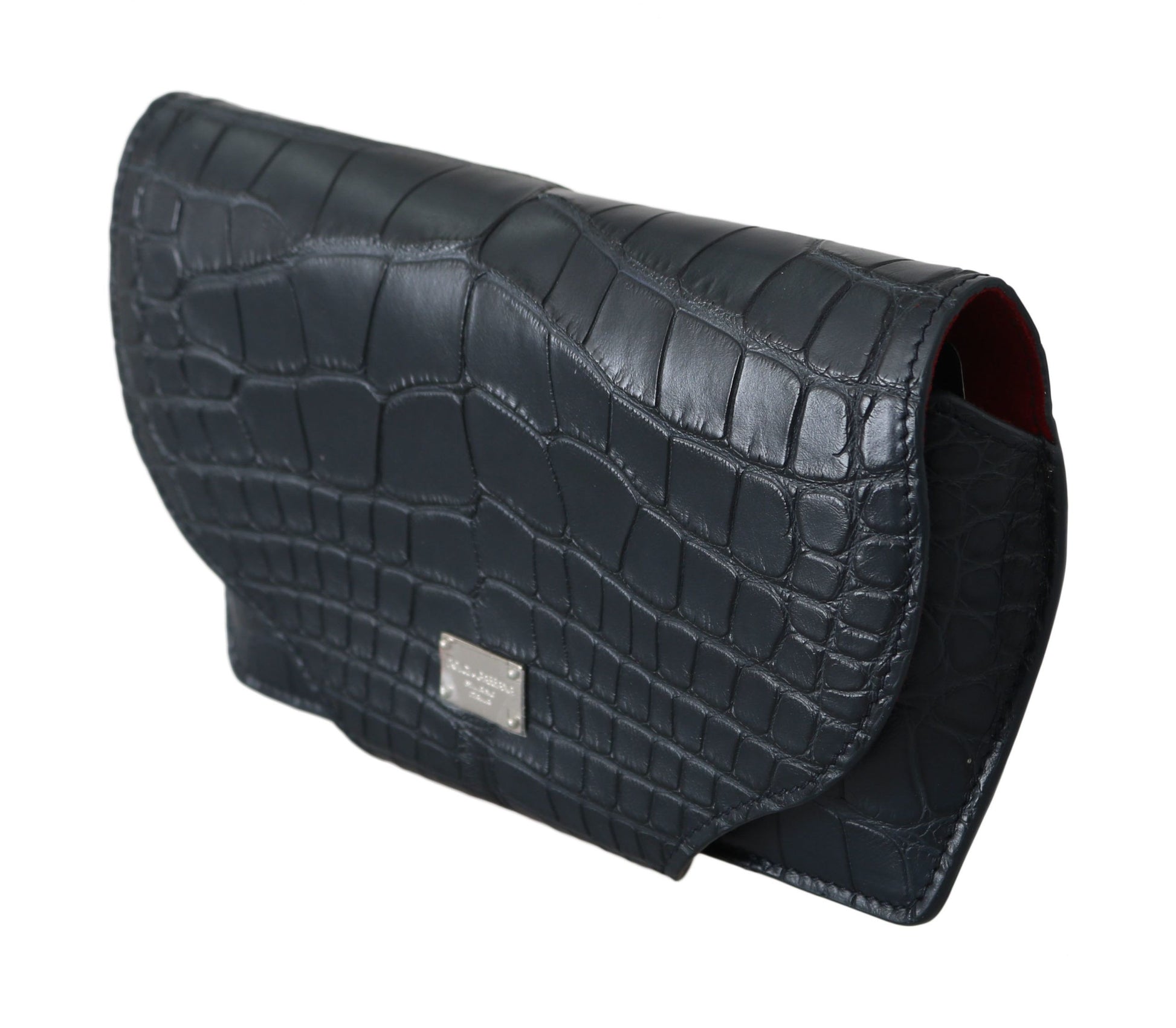 Elegant Blue Crocodile Leather Eyewear Pouch by Dolce & Gabbana