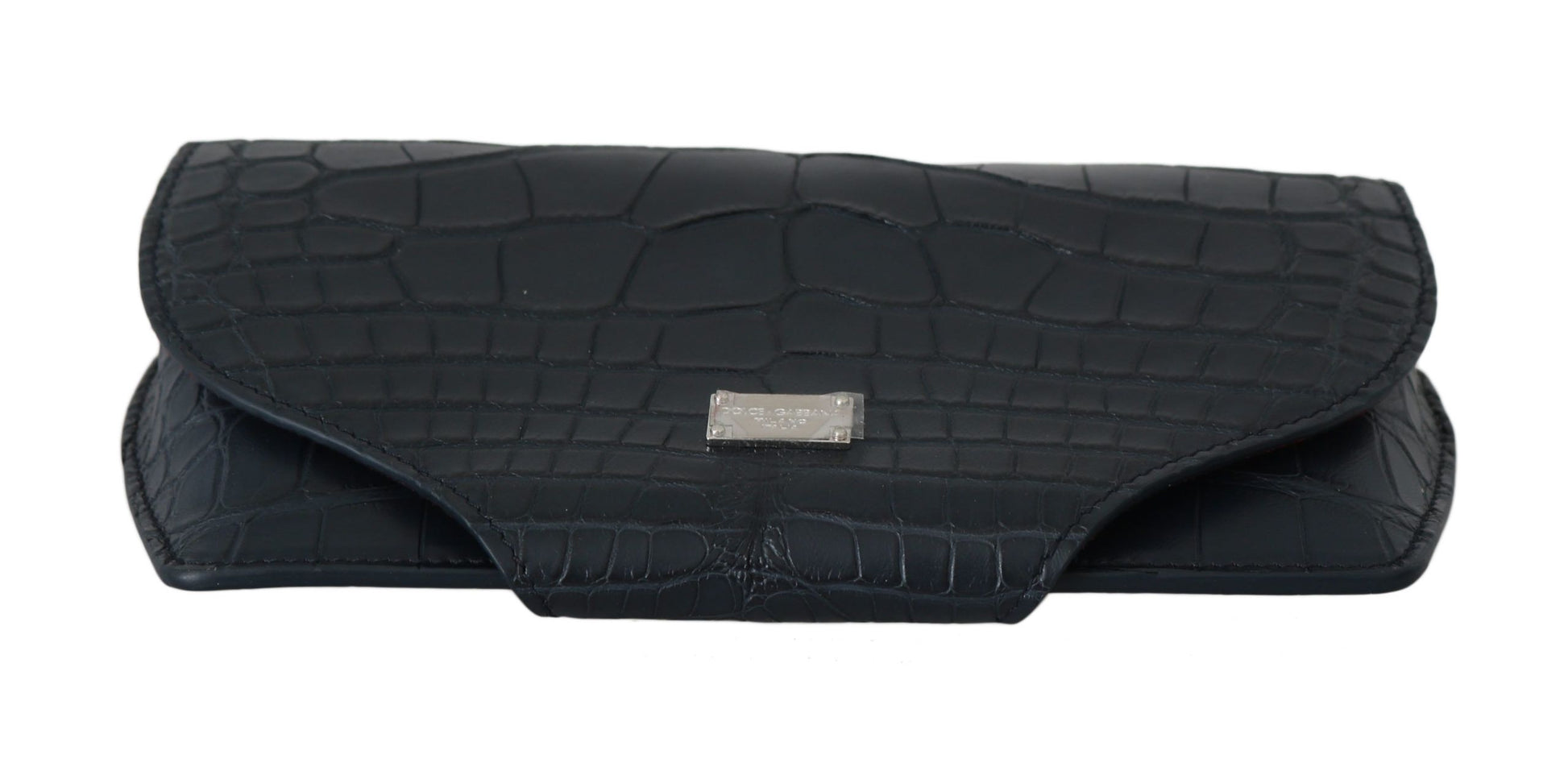 Elegant Blue Crocodile Leather Eyewear Pouch by Dolce & Gabbana