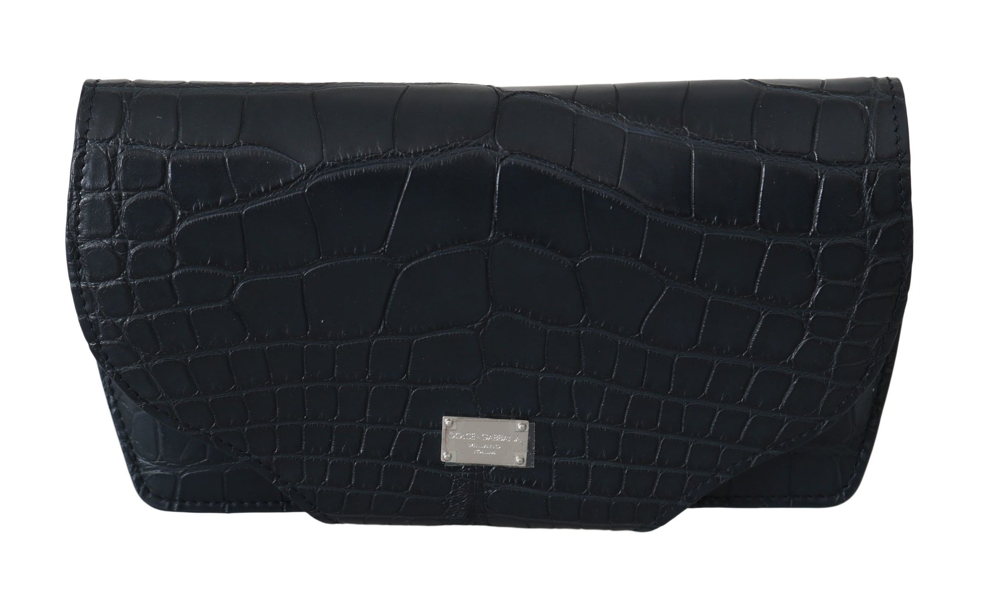 Elegant Blue Crocodile Leather Eyewear Pouch by Dolce & Gabbana