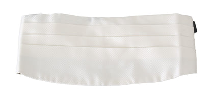  - Elegant Silk White Patterned Cummerbund