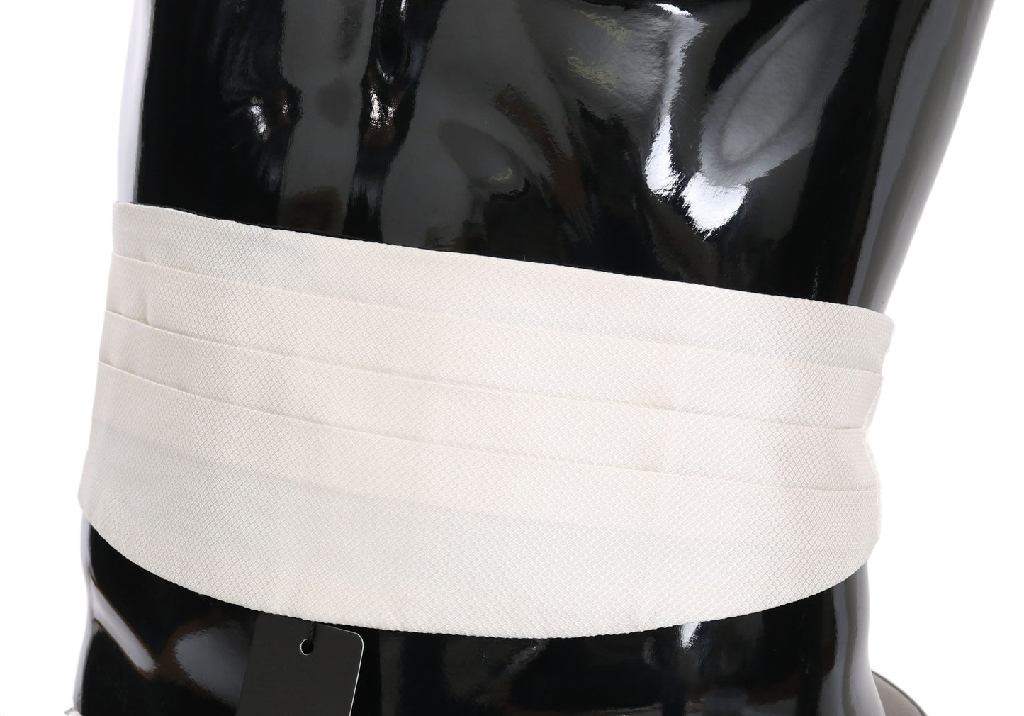  - Elegant Silk White Patterned Cummerbund