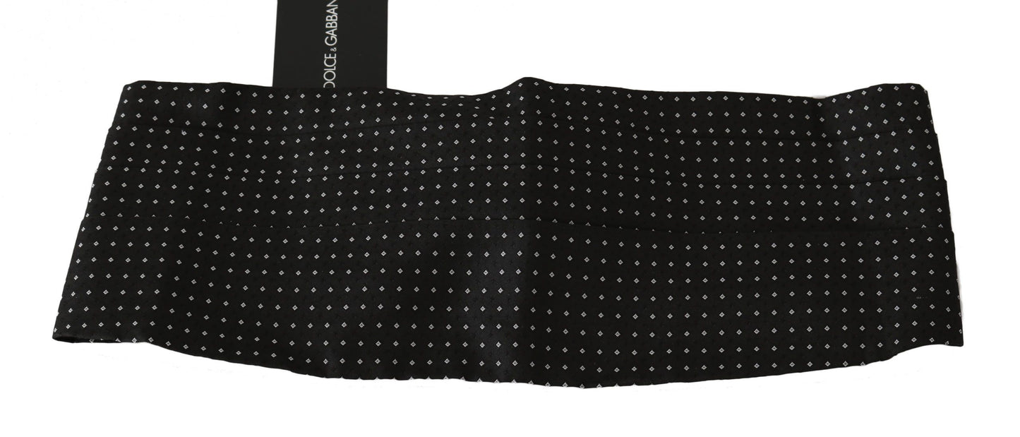  - Elegant Black Dotted Silk Cummerbund