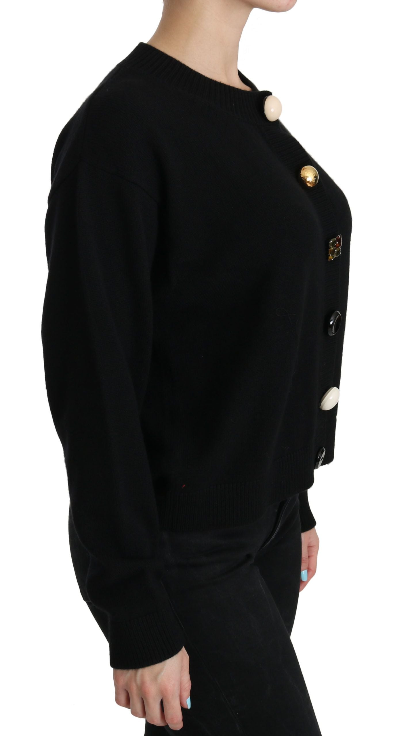  - Elegant Black Cashmere Cardigan Top