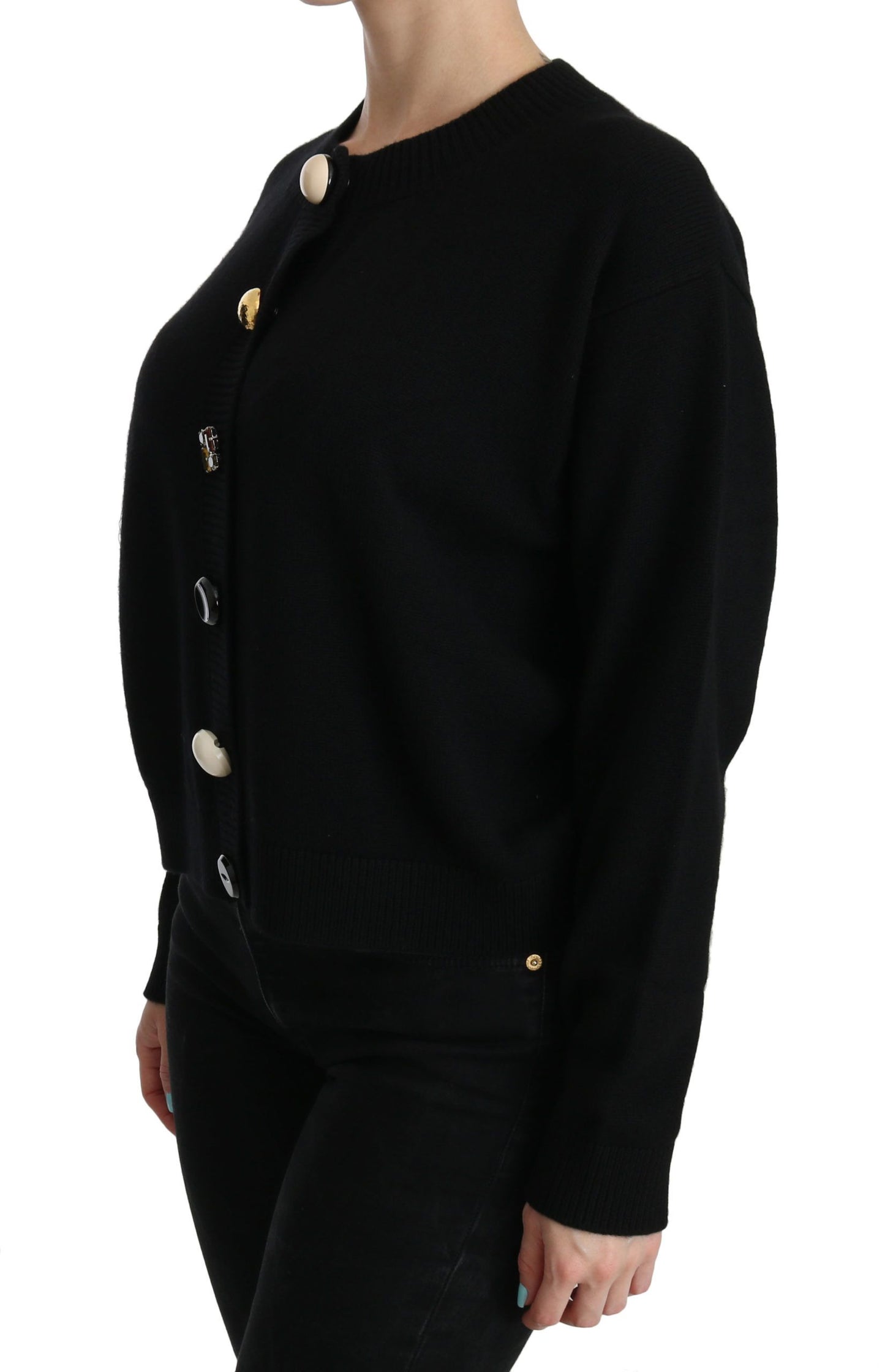  - Elegant Black Cashmere Cardigan Top