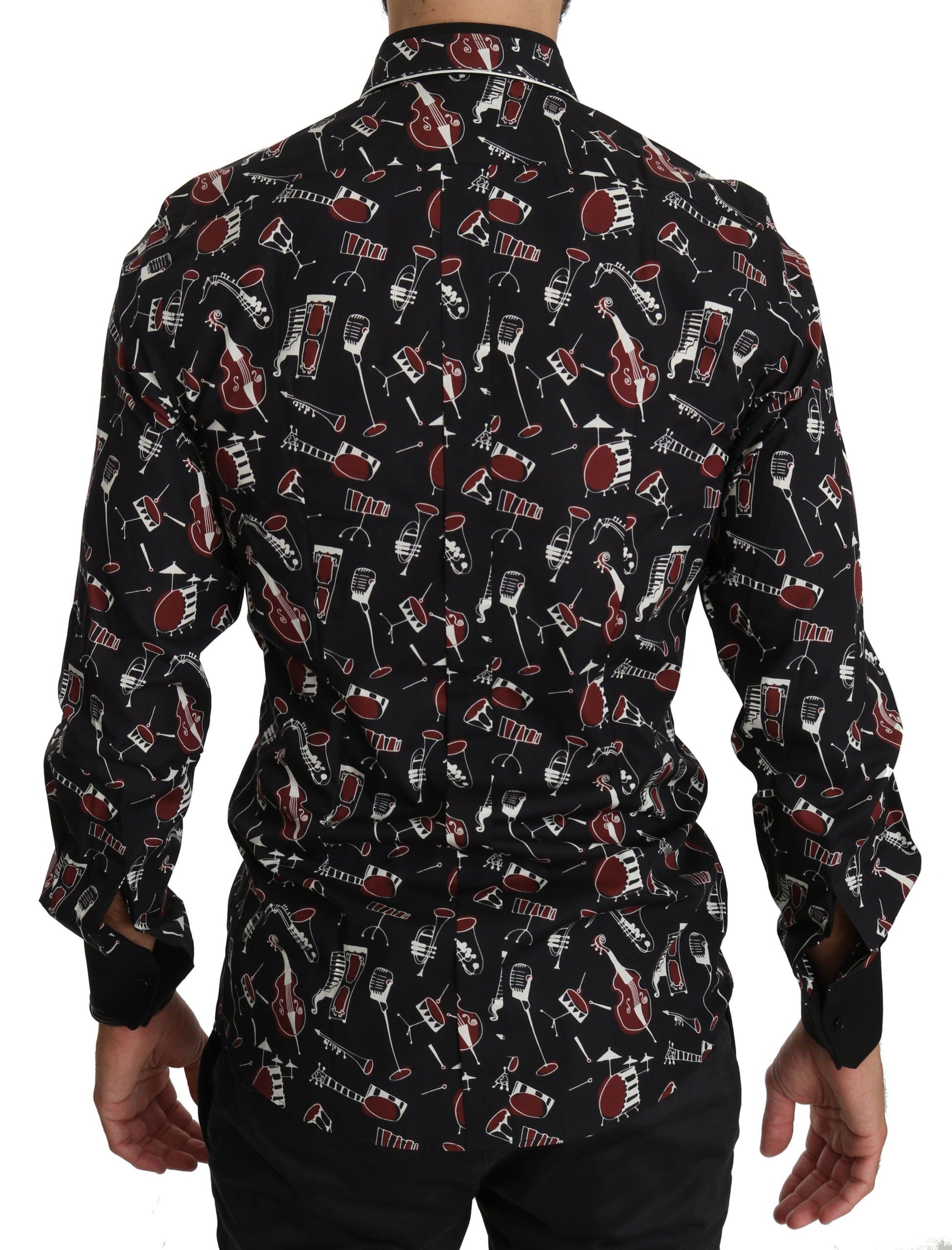 Dolce & Gabbana Black Musical Instrument Slim Fit Shirt
