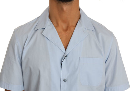  - Elegant Blue Cotton Casual Shirt