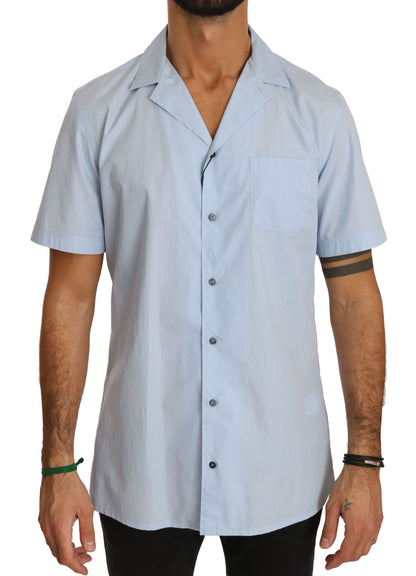  - Elegant Blue Cotton Casual Shirt