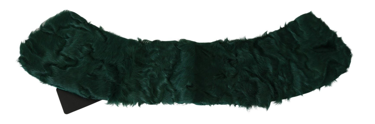  - Elegant Lambskin Fur Scarf in Lush Green