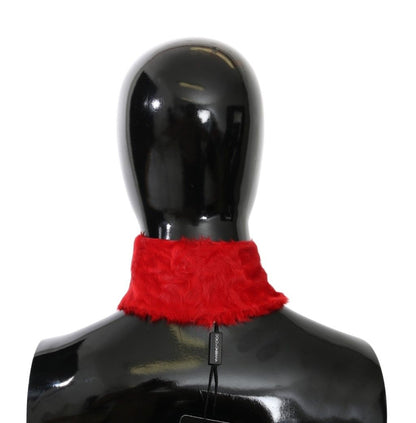  - Elegant Red Lambskin Scarf