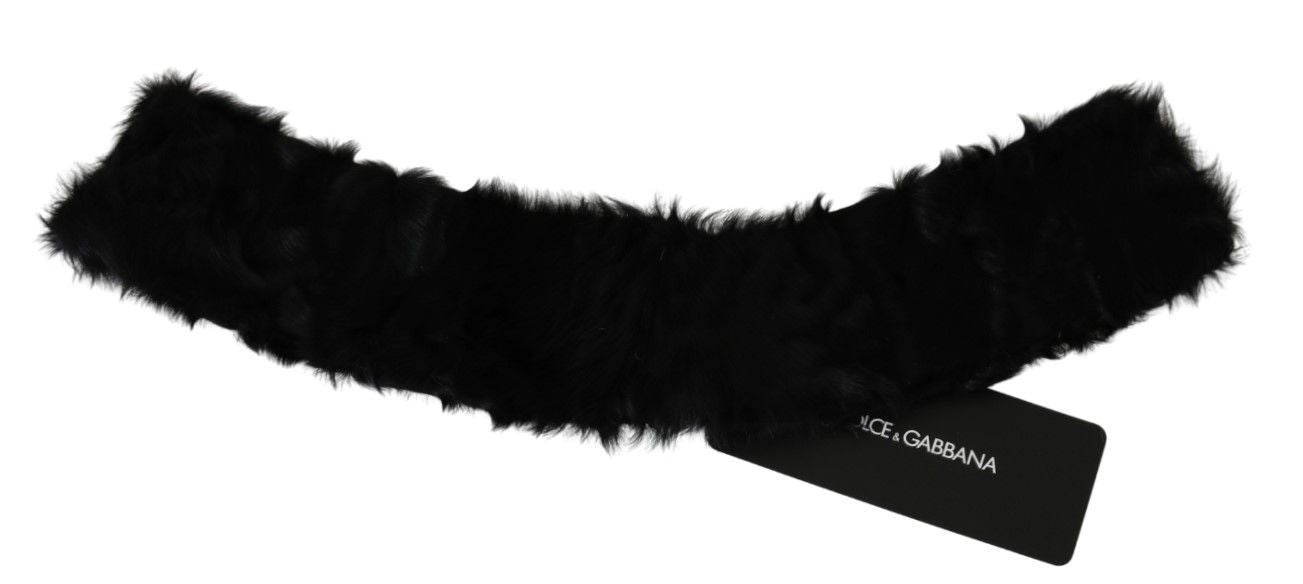  - Elegant Black Lambskin Scarf