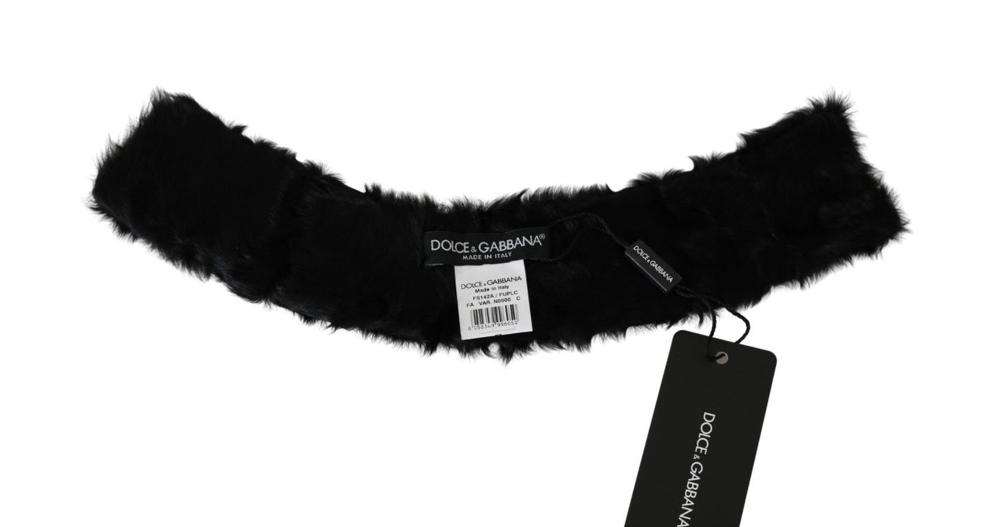  - Elegant Black Lambskin Scarf