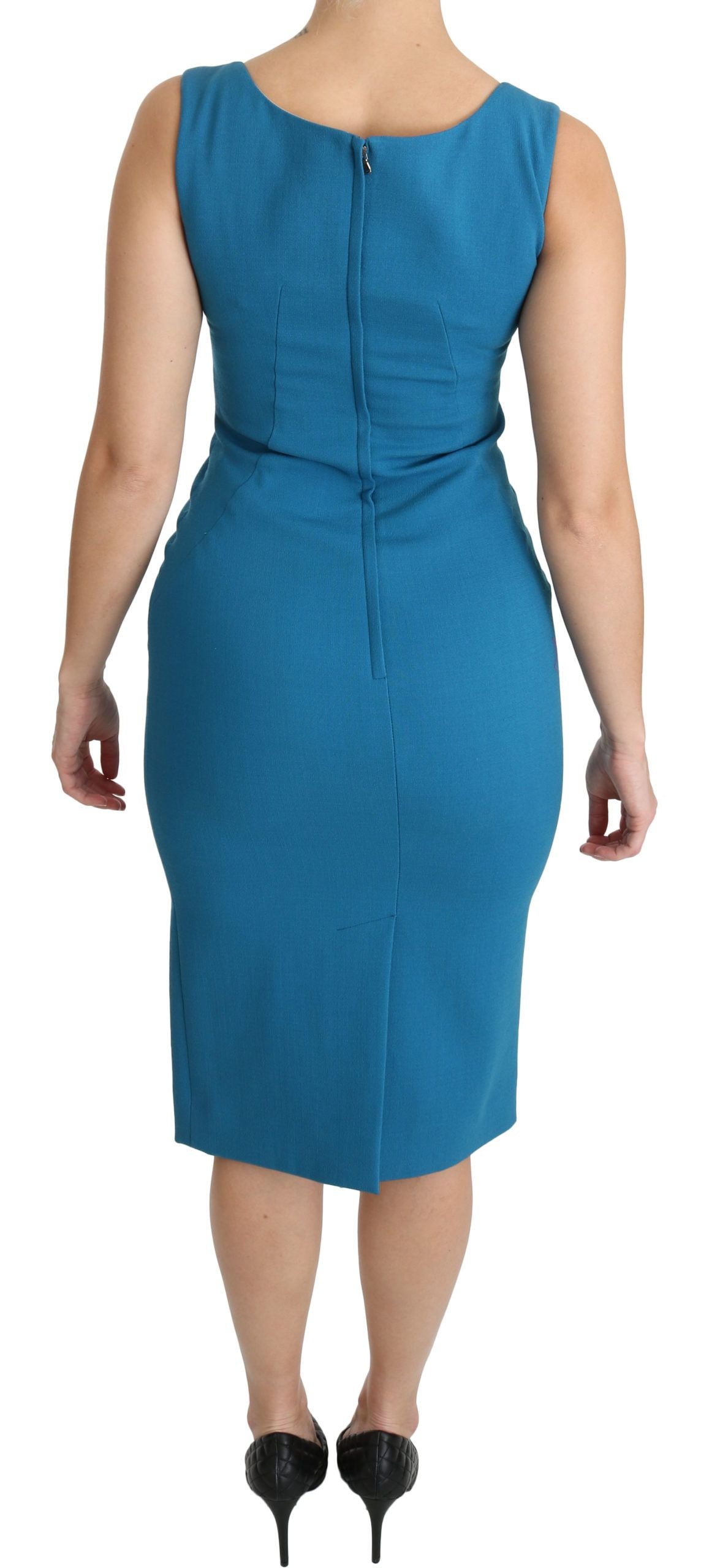 Blue Wool Sheath Dress – Versatile Elegance for Office to Evening