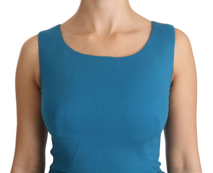 Blue Wool Sheath Dress – Versatile Elegance for Office to Evening