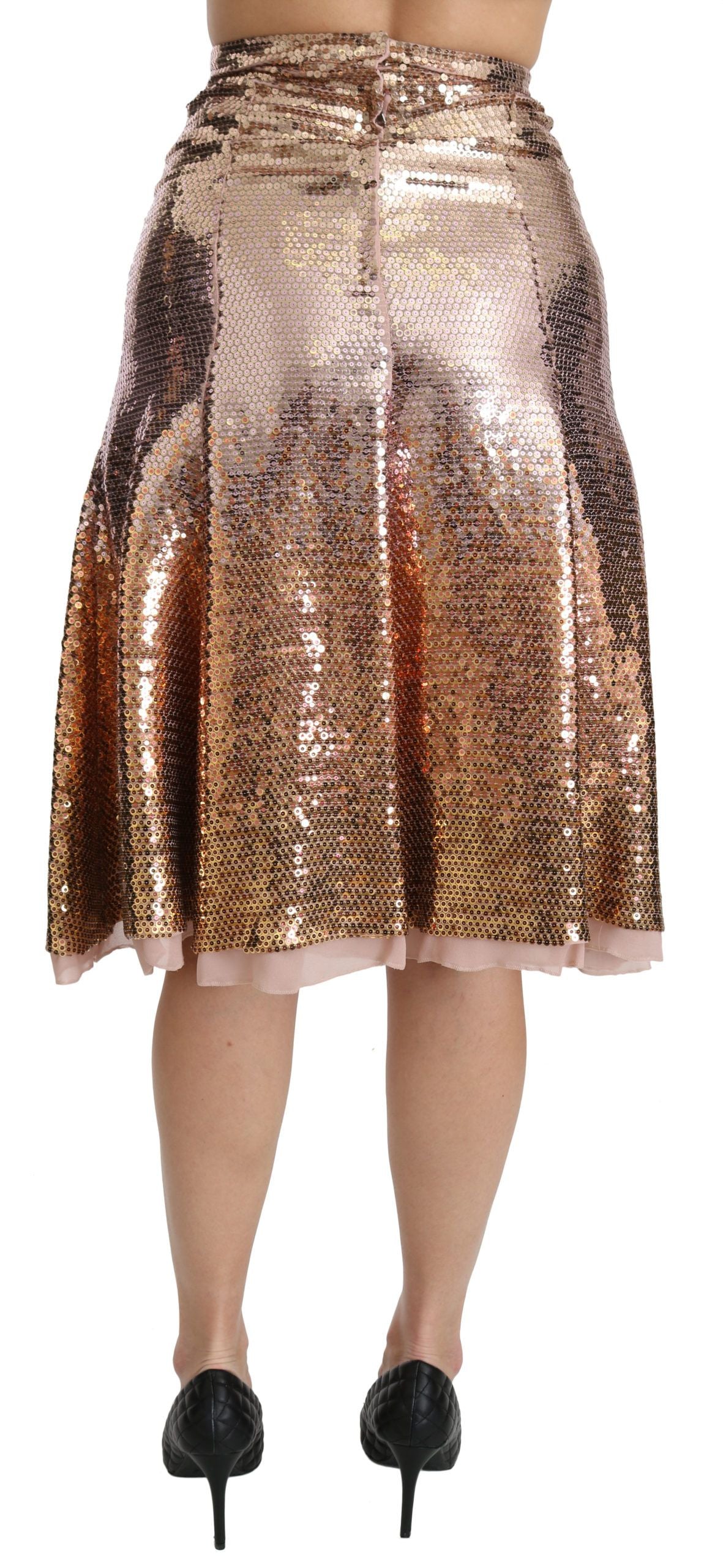  - Gold Sequined High Waist Skirt