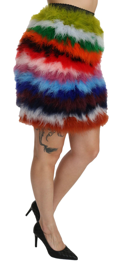  - Chic Feather Embellished High Waist Skirt