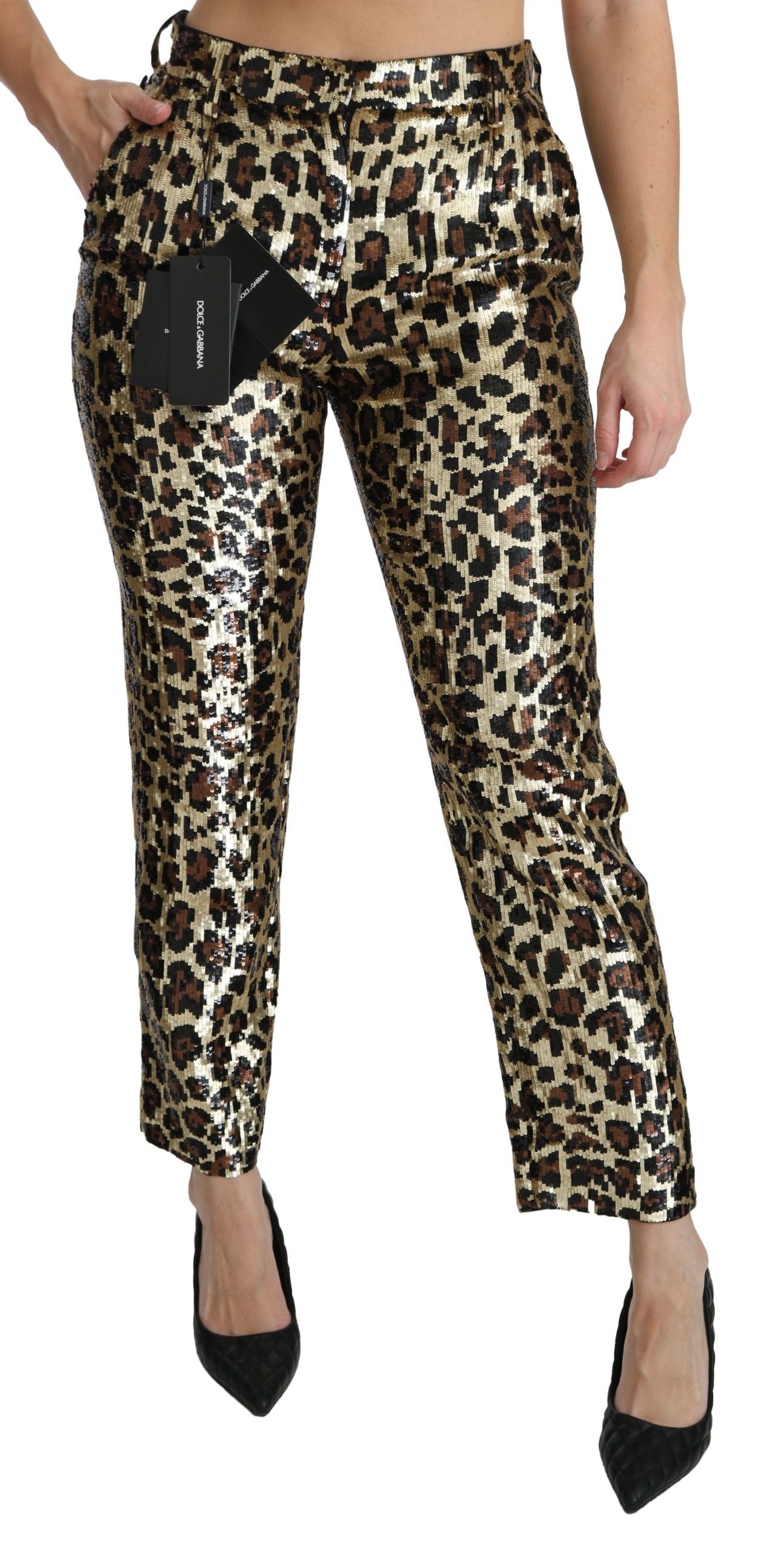 High Waist Leopard Sequin Pants