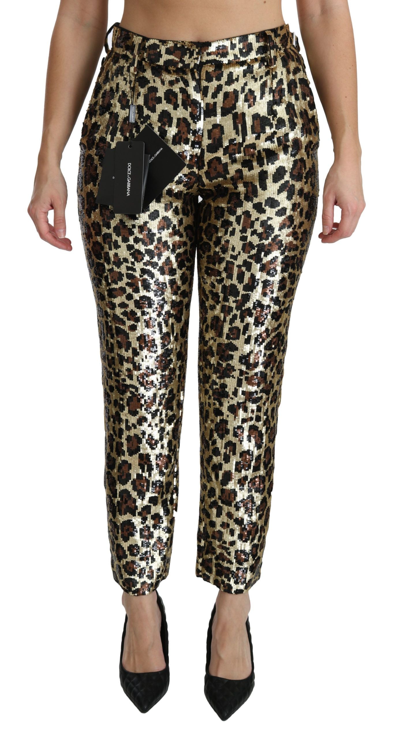 High Waist Leopard Sequin Pants