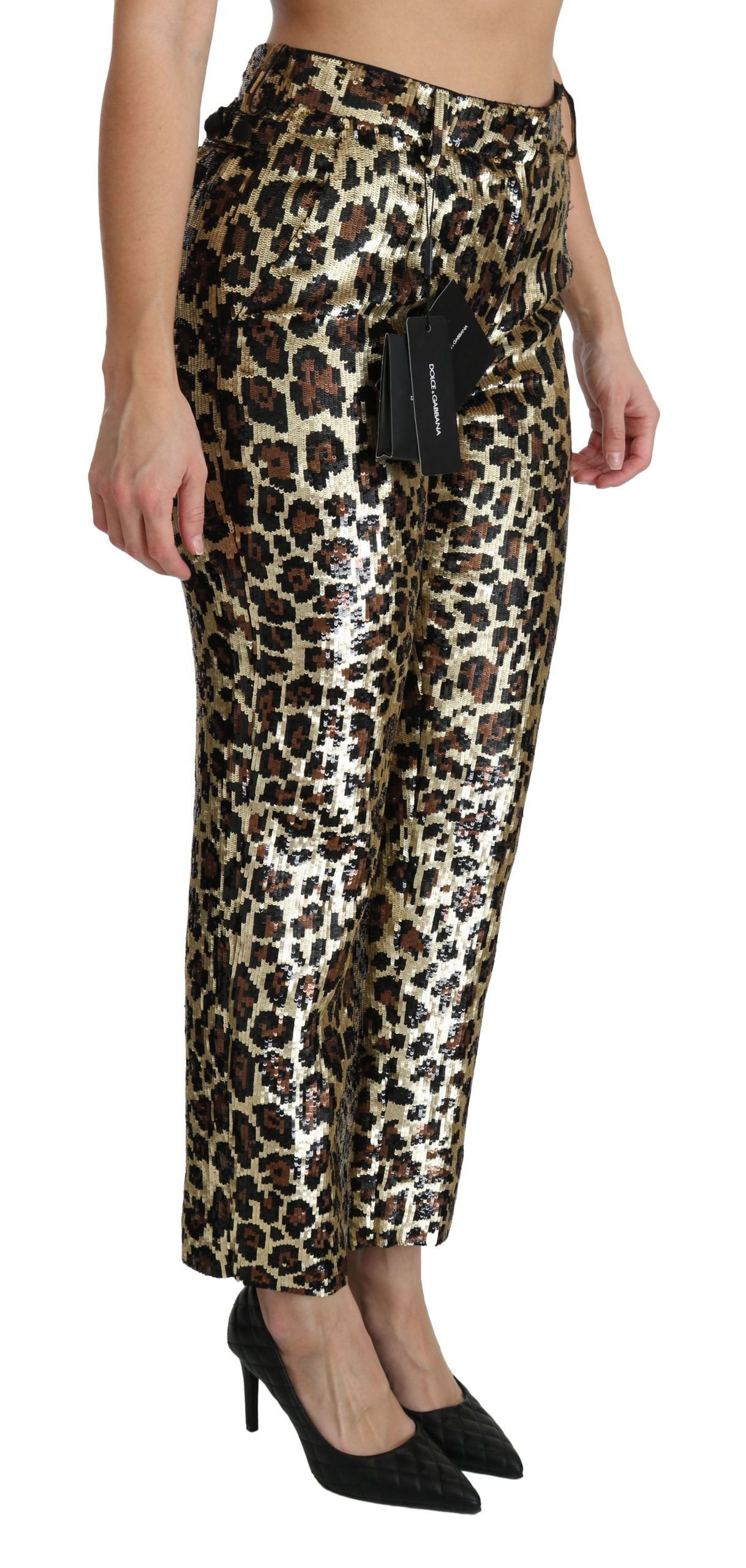 High Waist Leopard Sequin Pants