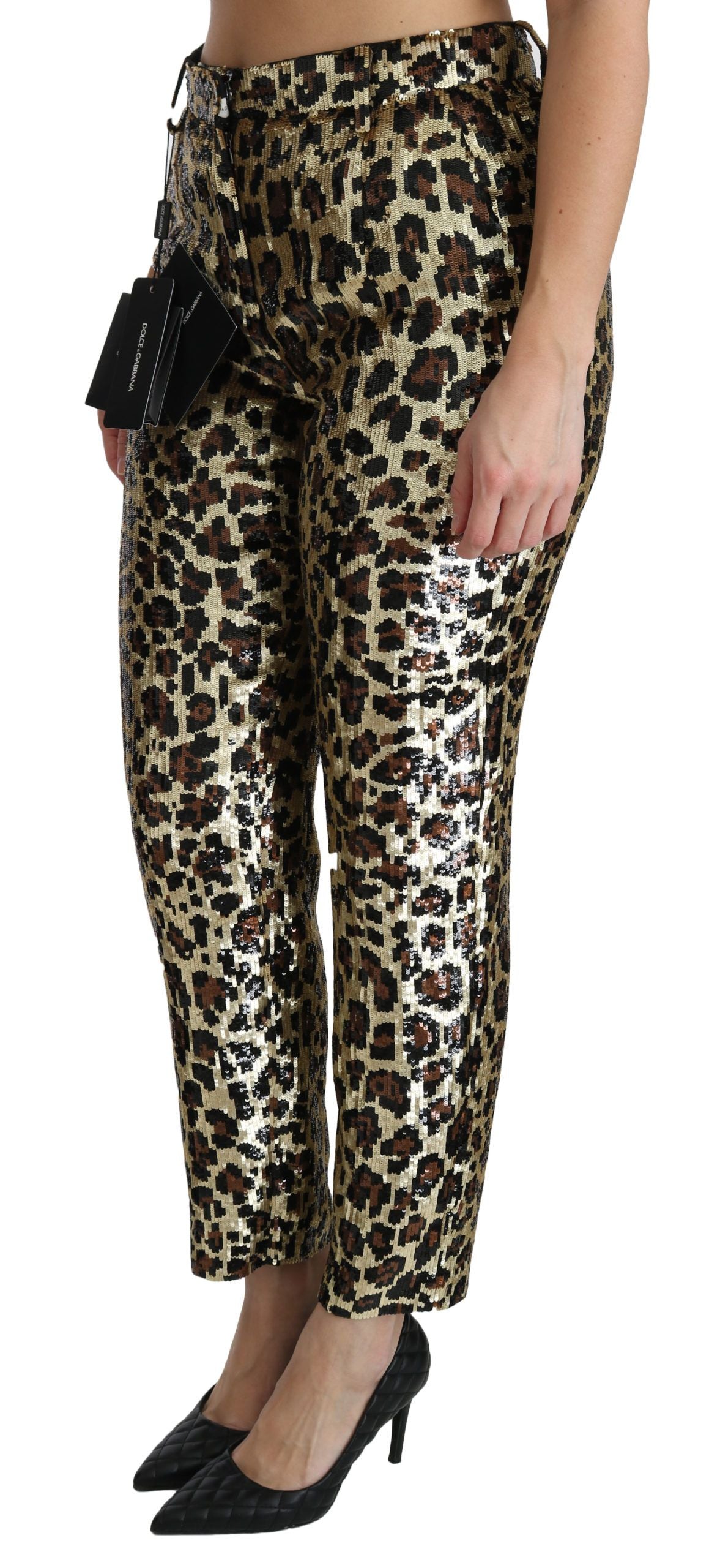 High Waist Leopard Sequin Pants