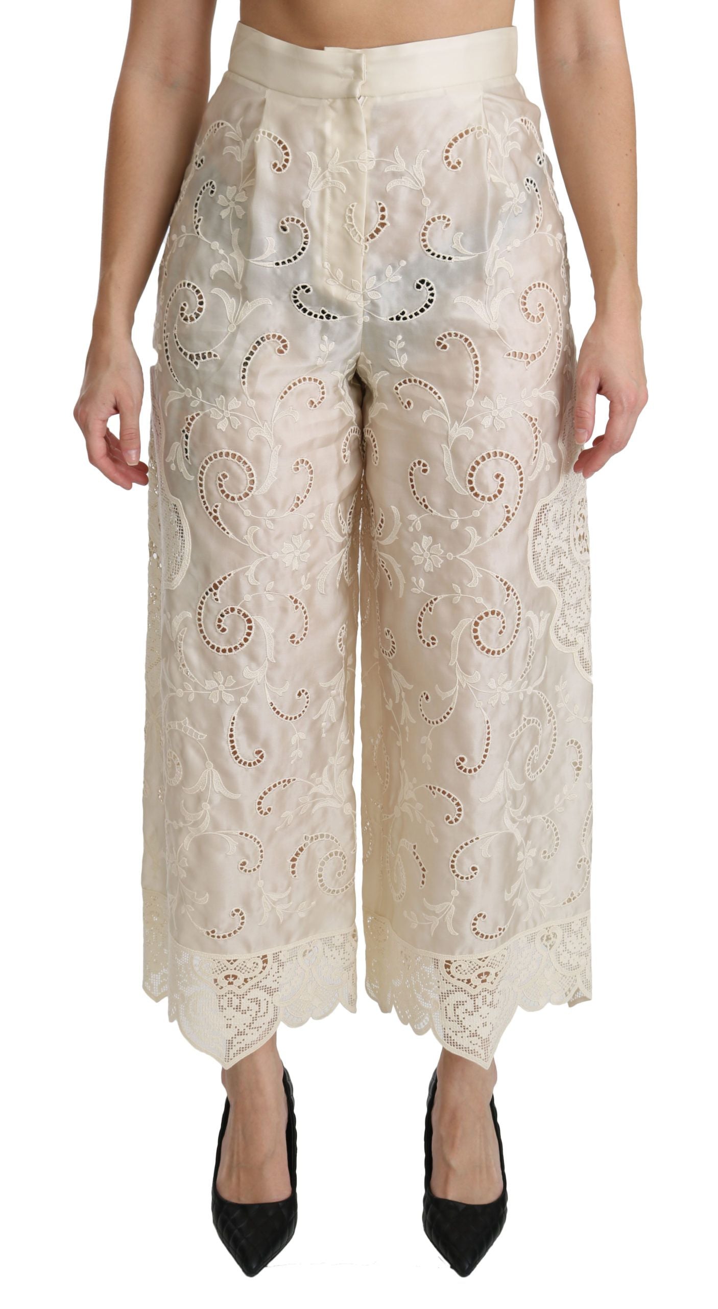  - Elegant High Waist Palazzo Cropped Pants