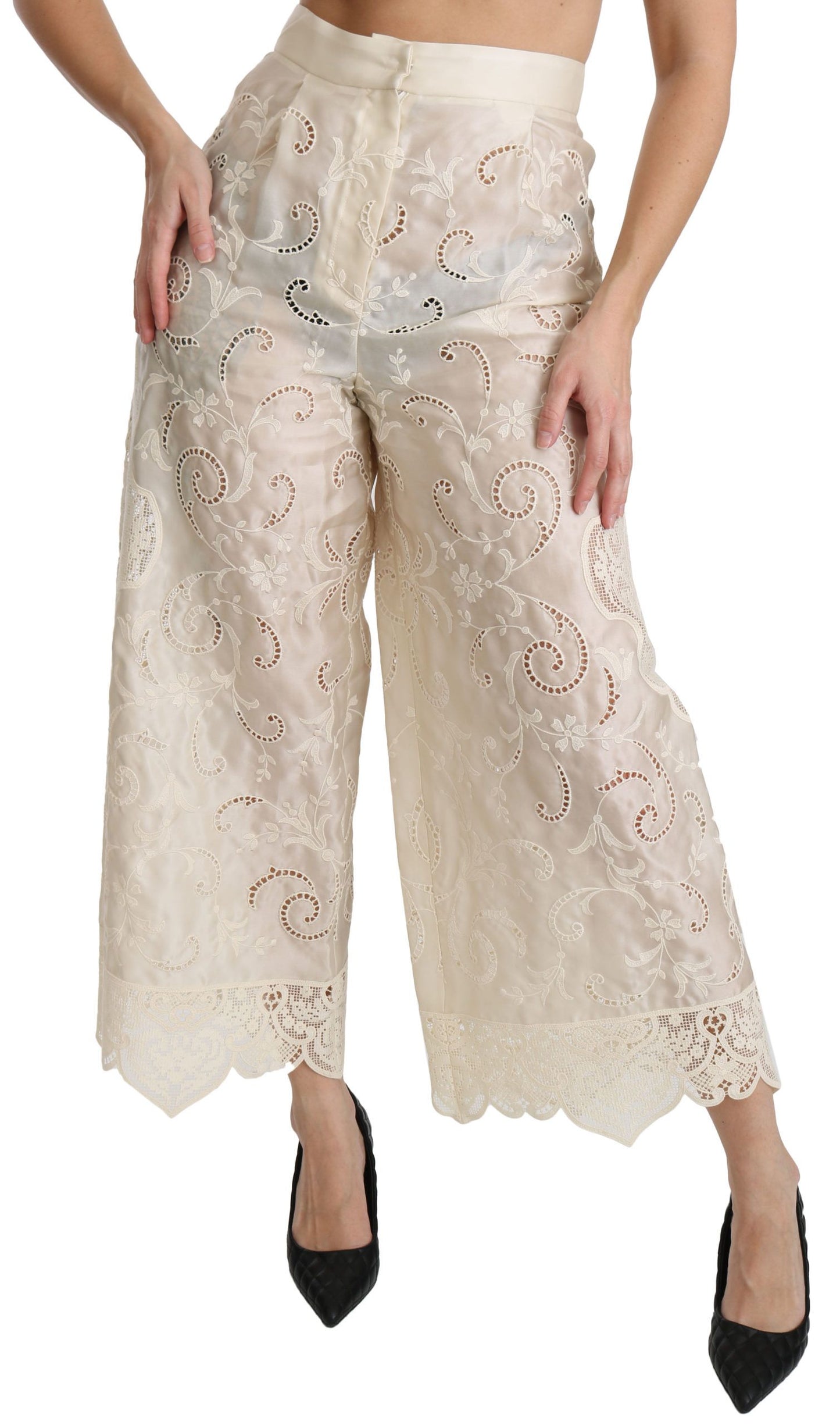  - Elegant High Waist Palazzo Cropped Pants