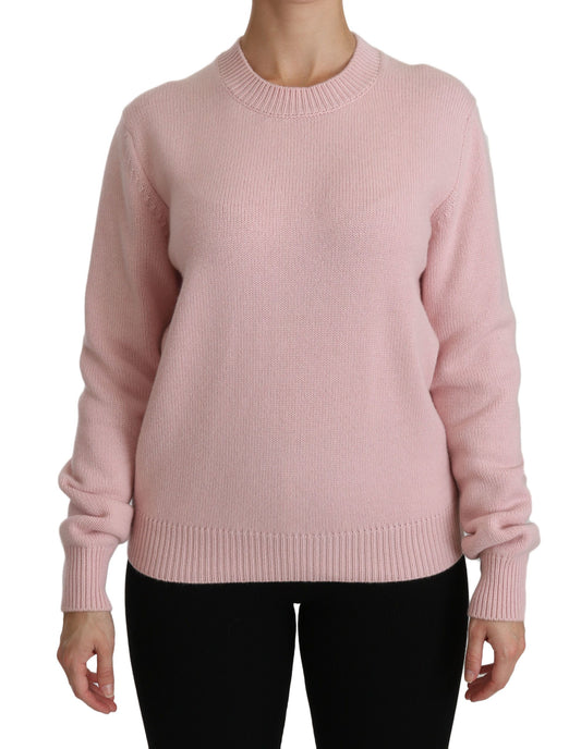  - Cashmere-Blend Pink Crew Neck Sweater