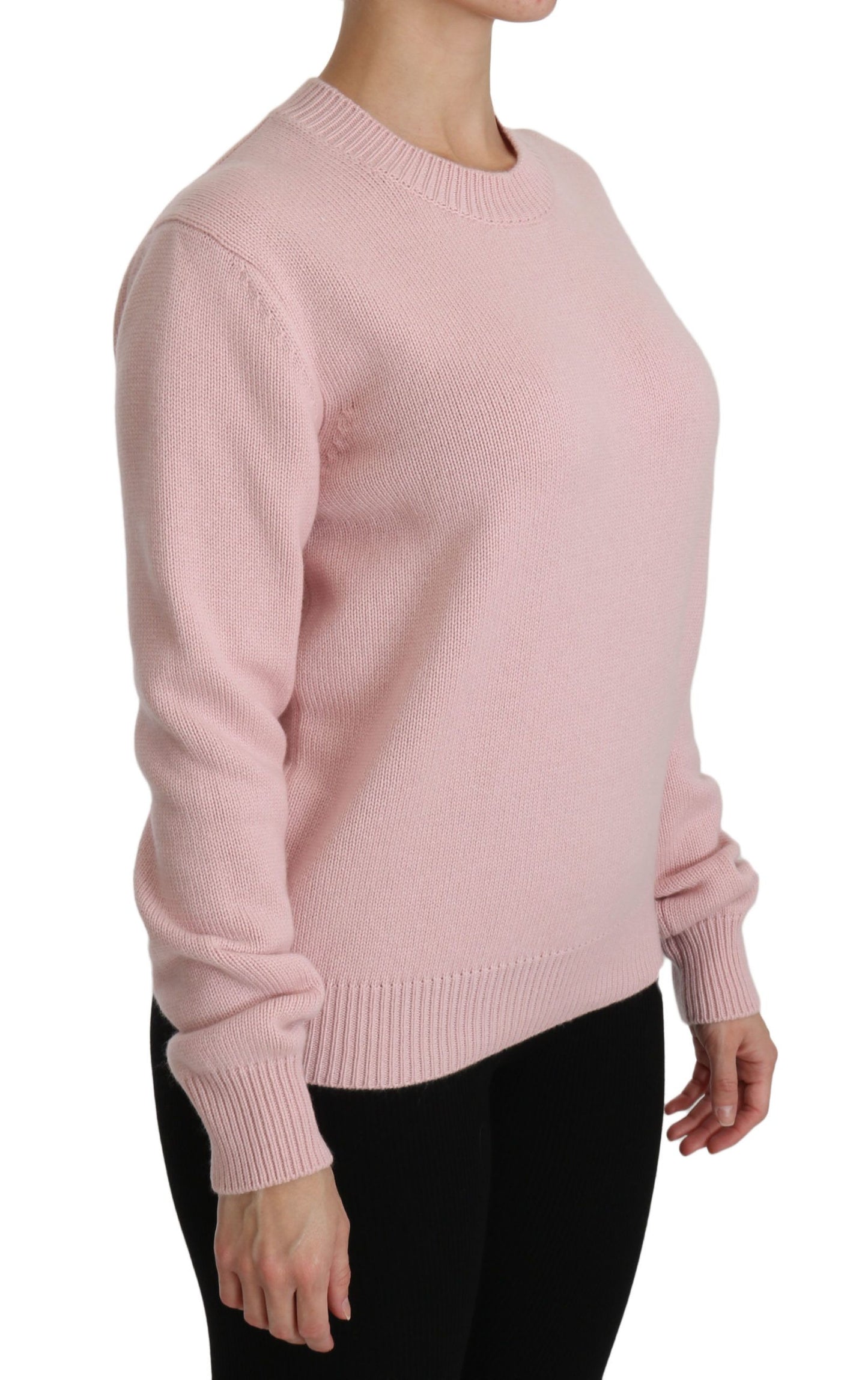  - Cashmere-Blend Pink Crew Neck Sweater