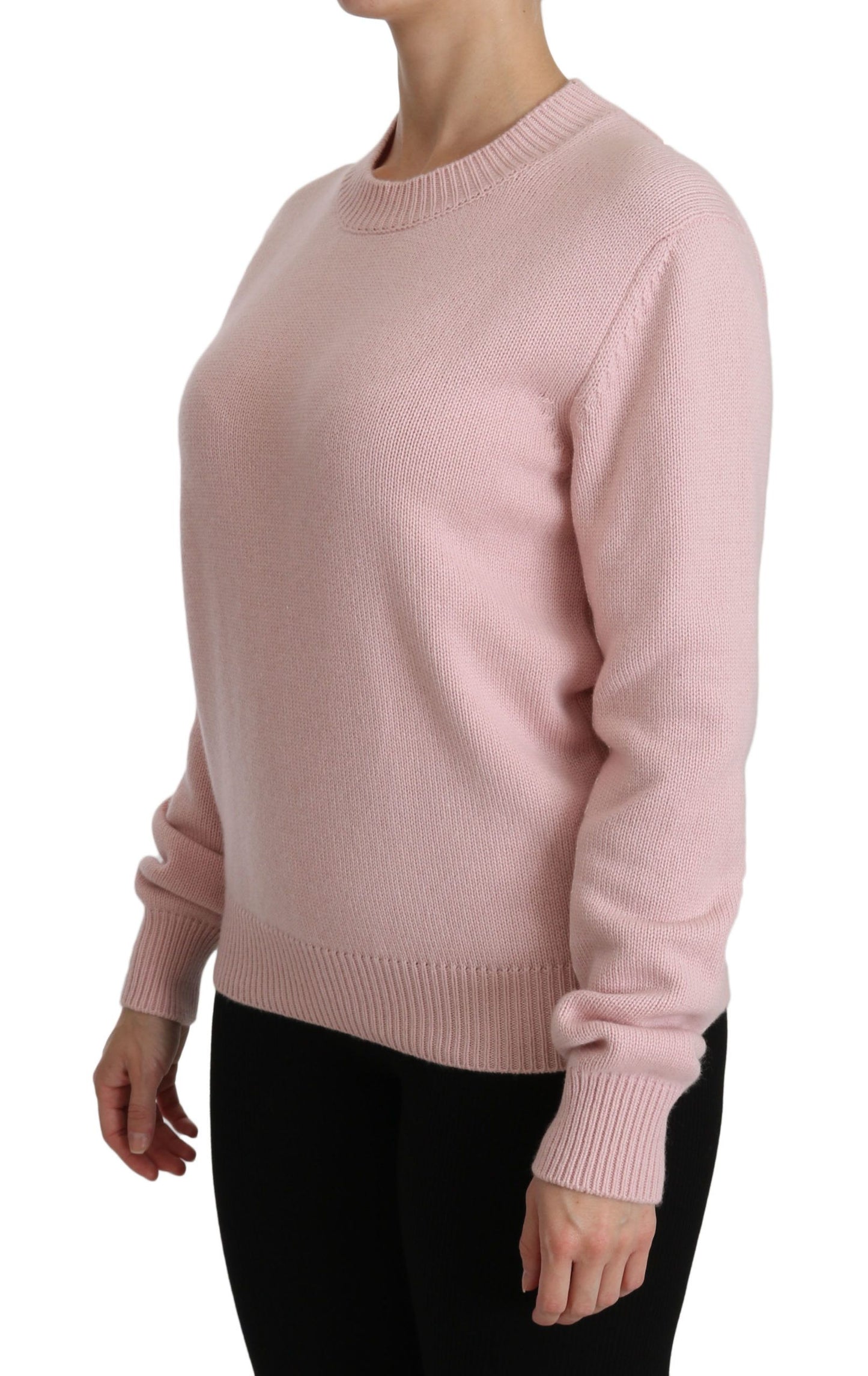  - Cashmere-Blend Pink Crew Neck Sweater