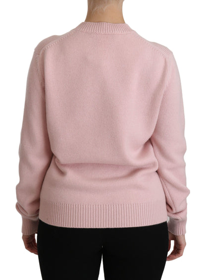  - Cashmere-Blend Pink Crew Neck Sweater