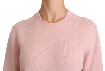  - Cashmere-Blend Pink Crew Neck Sweater