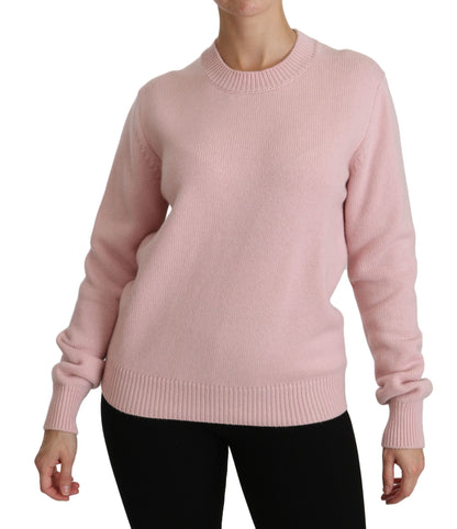  - Cashmere-Blend Pink Crew Neck Sweater