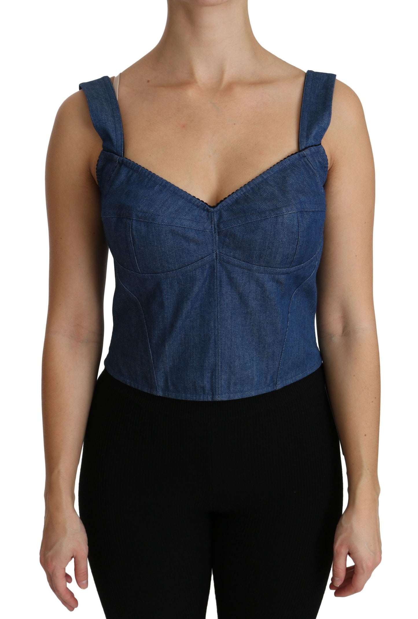  - Elegant Sleeveless Bustier Top in Blue