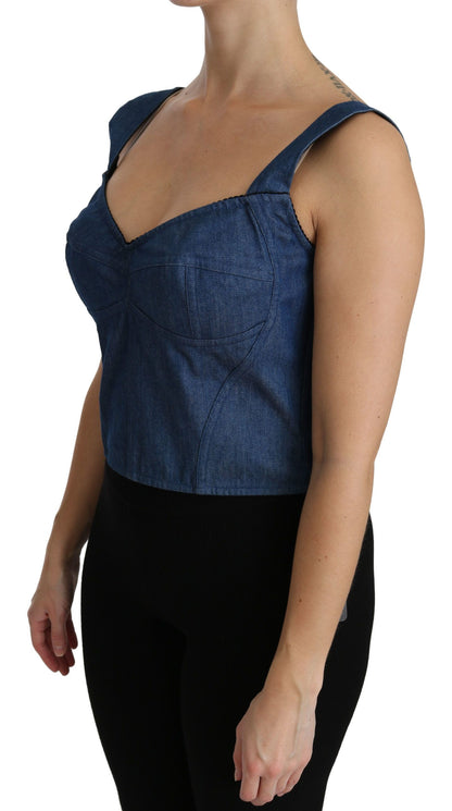  - Elegant Sleeveless Bustier Top in Blue