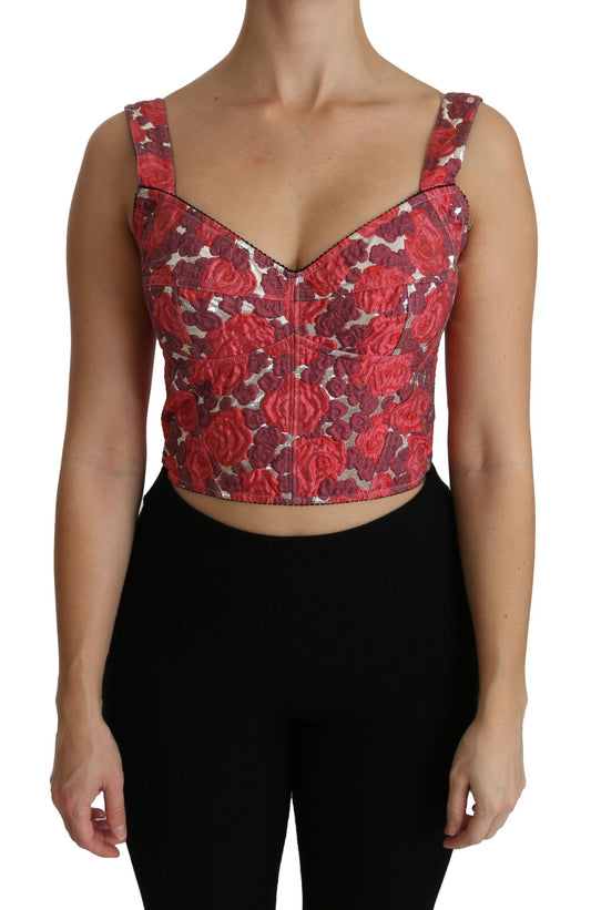  - Elegant Floral Brocade Cropped Top