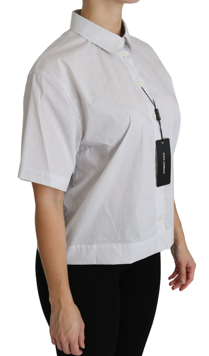  - Elegant White Cotton Polo Top