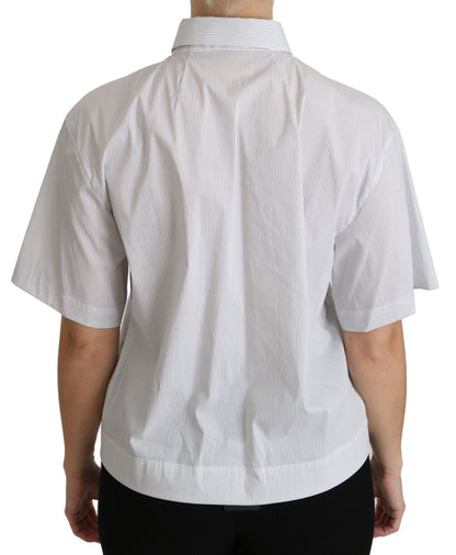  - Elegant White Cotton Polo Top