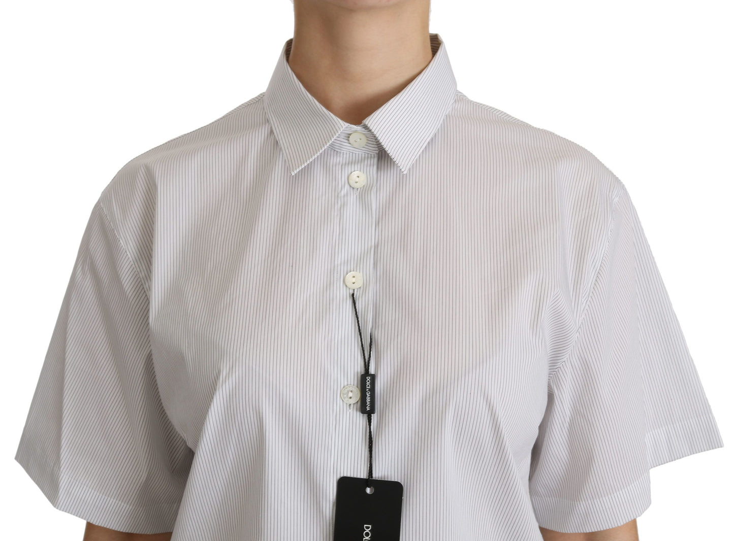  - Elegant White Cotton Polo Top