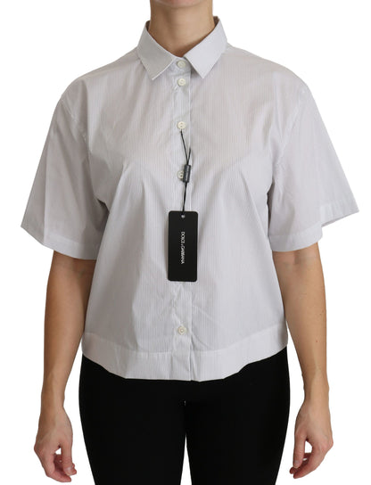  - Elegant White Cotton Polo Top