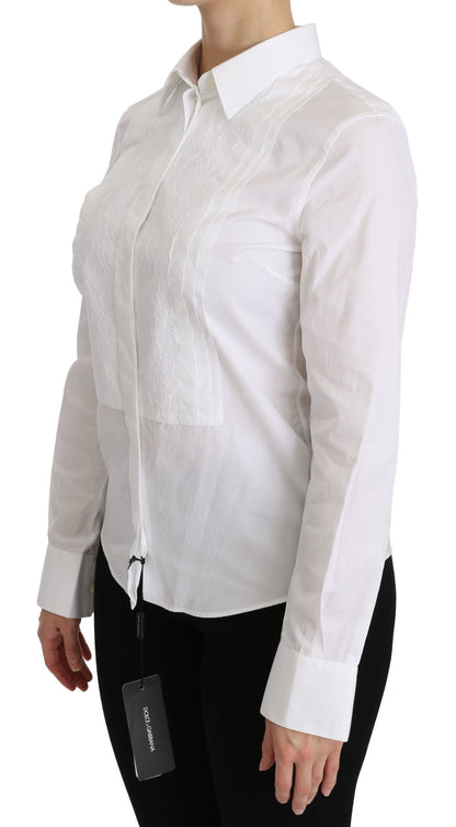  - Elegant White Collared Long Sleeve Polo Top