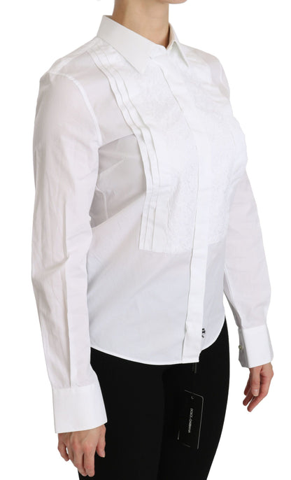  - Elegant White Collared Long Sleeve Polo Top