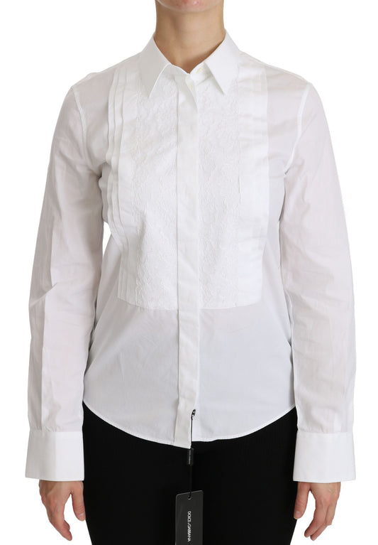  - Elegant White Collared Long Sleeve Polo Top