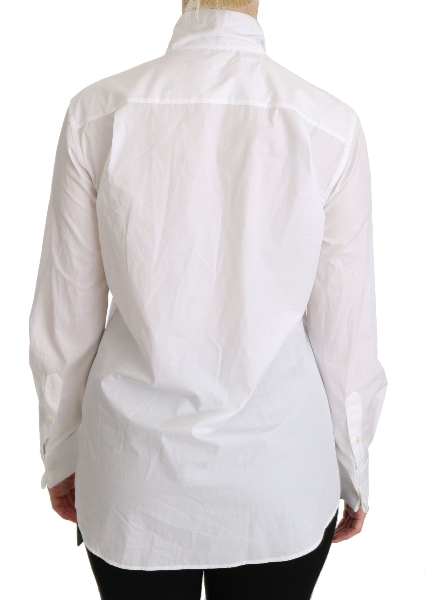  - Elegant White Turtle Neck Polo Top