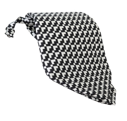  - Elegant Black Patterned Silk Tie