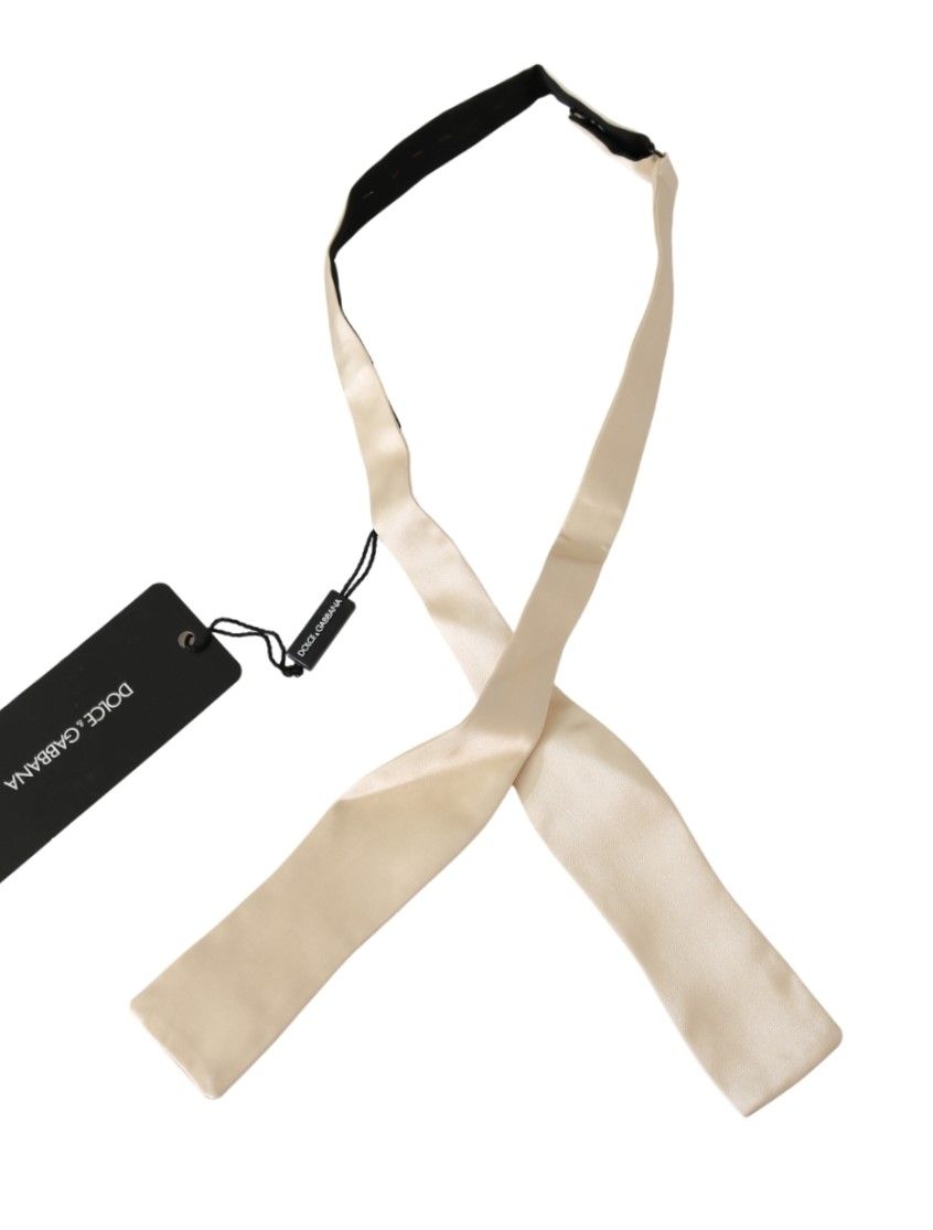  - Elegant Beige Silk Bowtie