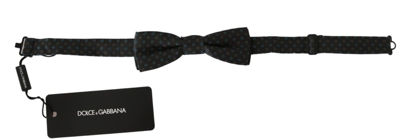  - Elegant Silk Gray Patterned Bow Tie