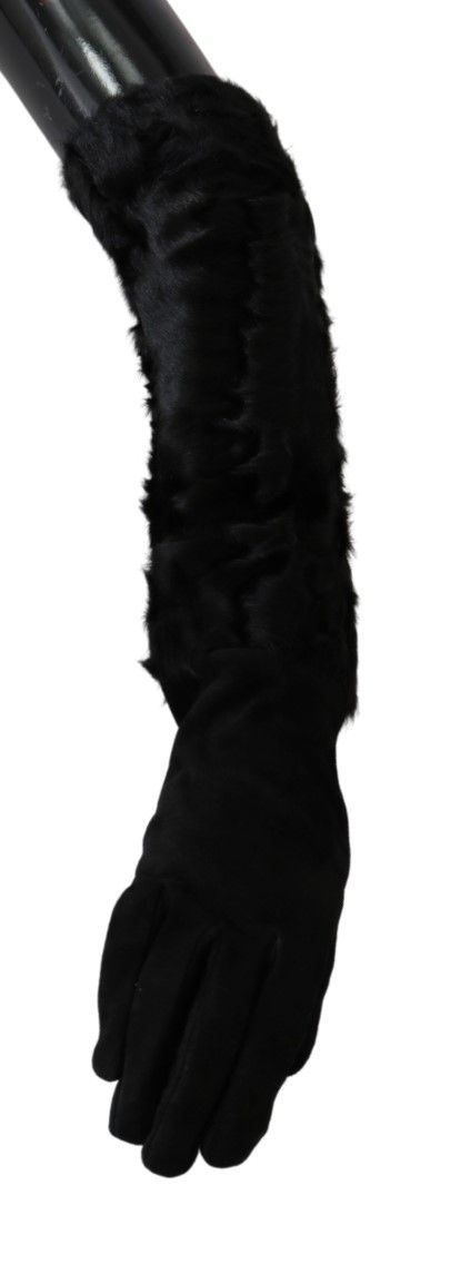  - Elegant Elbow Length Suede Gloves